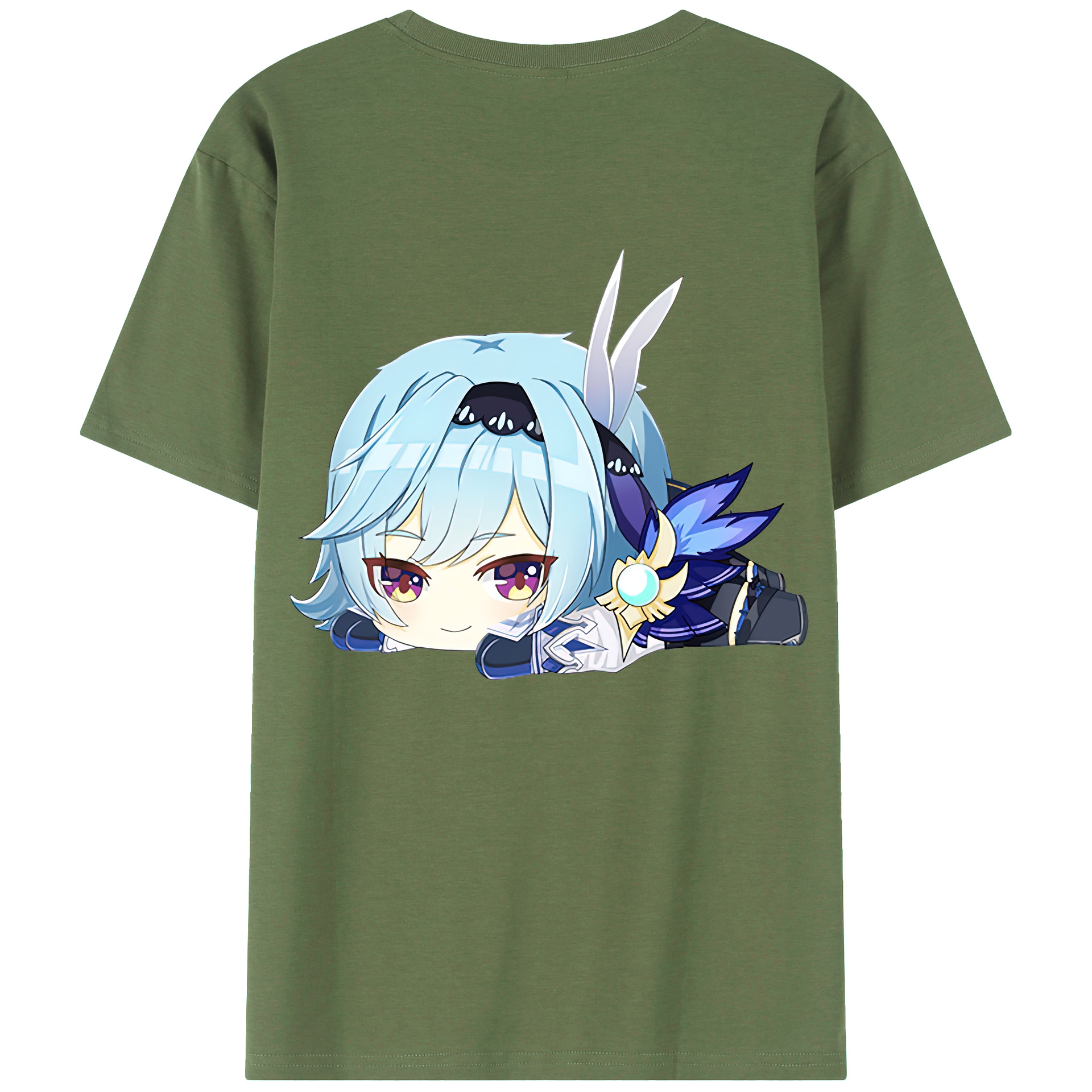げんし神 优菈 ゆうら genshin Yūra 綿100％ メンズ半袖Tシャツ（バックプリント） 通気性